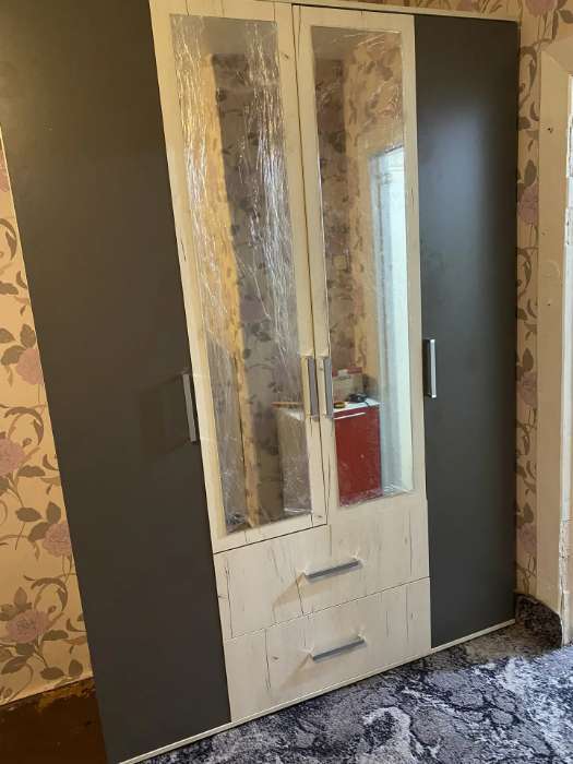 Фотография покупателя товара Шкаф прямой четырёхстворчатый «Фиеста», с зеркалом, 1600×510×2236 мм, цвет графит/дуб крафт белый - Фото 1