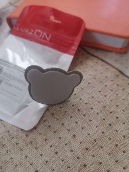 Фотография покупателя товара Держатель-подставка с кольцом для телефона Luazon, в форме "Мишки", чёрный - Фото 5