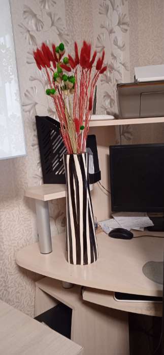 Фотография покупателя товара Ваза керамическая "Виола", настольная, зебра, чёрно-белая, 41 см - Фото 1