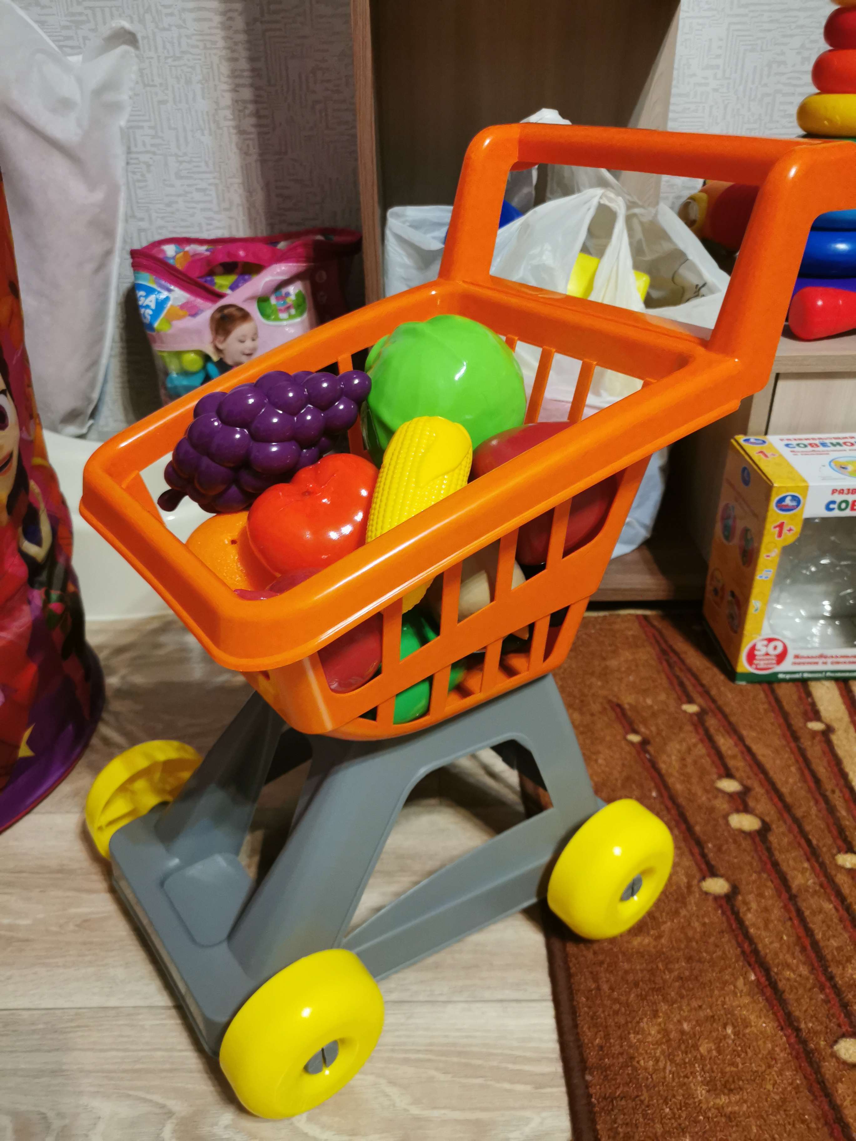 Фотография покупателя товара Тележка для супермаркета с фруктами и овощами, цвета МИКС - Фото 11