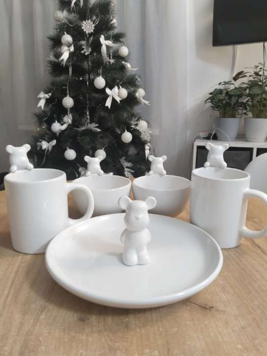 Фотография покупателя товара Салатники Доляна «Мишка Отто», 270 мл, 13×10.2 см, набор 2 шт., белые - Фото 3