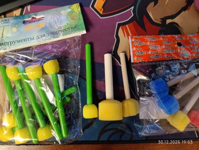 Фотография покупателя товара Набор кистей - спонжей, для рисования, 6 штук - Фото 1