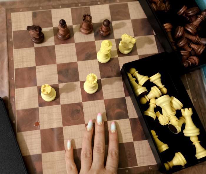 Фотография покупателя товара Шахматы магнитные пластиковые, доска с фигурами, 39×39 см - Фото 1