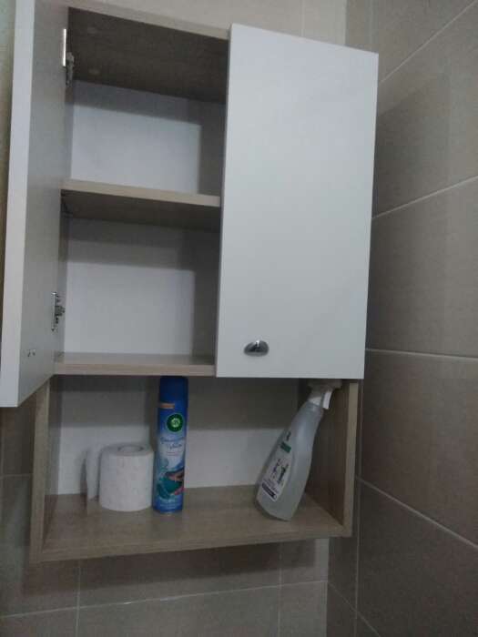 Фотография покупателя товара Шкаф для ванной комнаты "Вега 5004" белый/дуб кронберг, 50 х 24 х 80 см