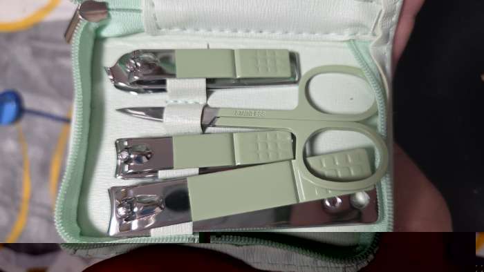 Фотография покупателя товара Набор маникюрный, 10 предметов, в футляре, бирюзовый - Фото 1