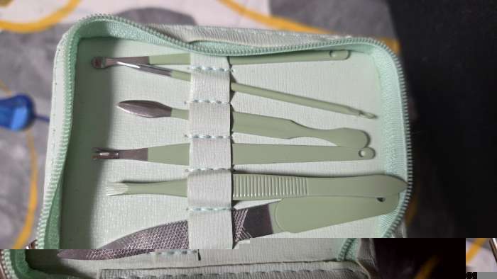 Фотография покупателя товара Набор маникюрный, 10 предметов, в футляре, бирюзовый - Фото 5