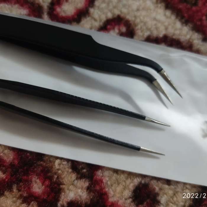 Фотография покупателя товара Набор пинцетов для наращивания ресниц, 2 шт, 12,5 см, цвет чёрный - Фото 6