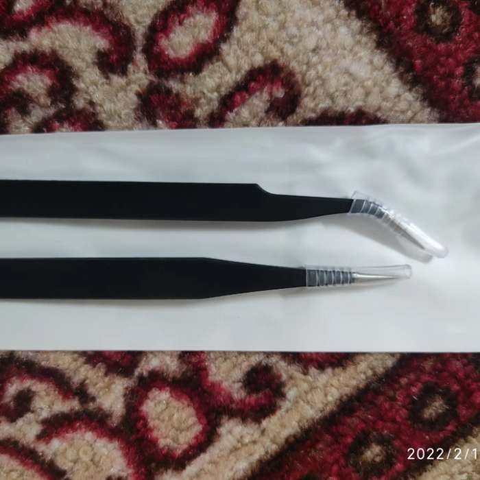 Фотография покупателя товара Набор пинцетов для наращивания ресниц, 2 шт, 12,5 см, цвет чёрный - Фото 7