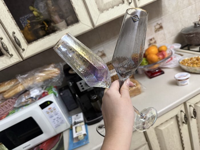 Фотография покупателя товара Бокалы для шампанского Magistro «Дарио», 180 мл, 7×27.5 см, набор 6 шт., стекло, перламутровые - Фото 2