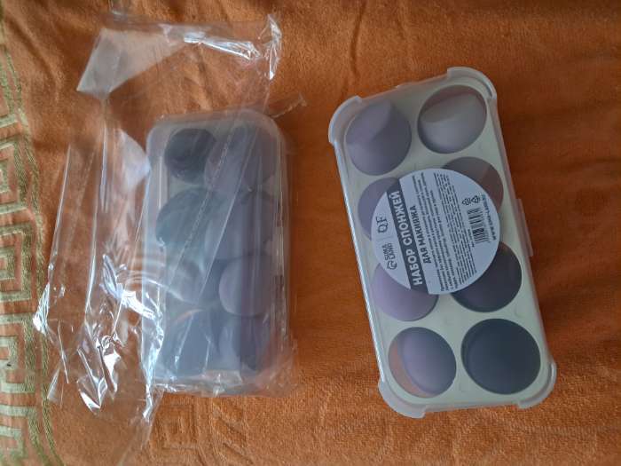 Фотография покупателя товара Спонжи для макияжа, набор - 8 шт., увеличиваются при намокании, фиолетовые - Фото 2