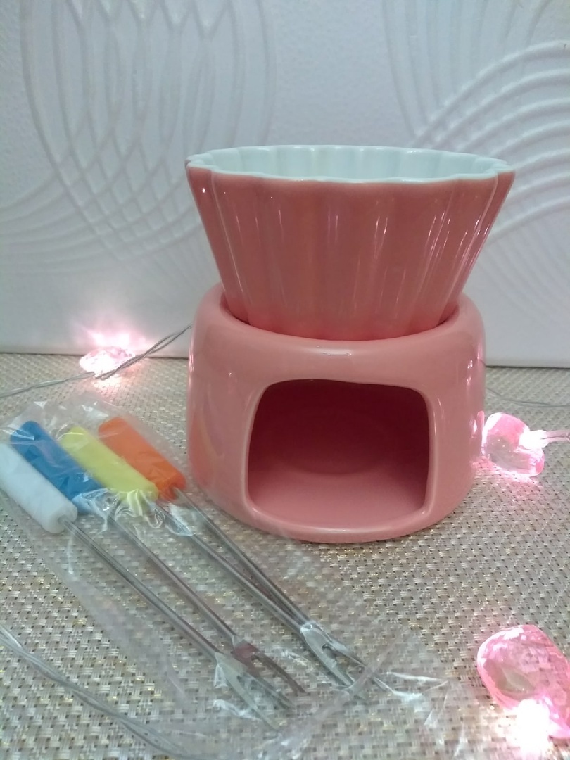 Фотография покупателя товара Набор для фондю "Шоколадный фонтан" с 4 вилками, розовое - Фото 6
