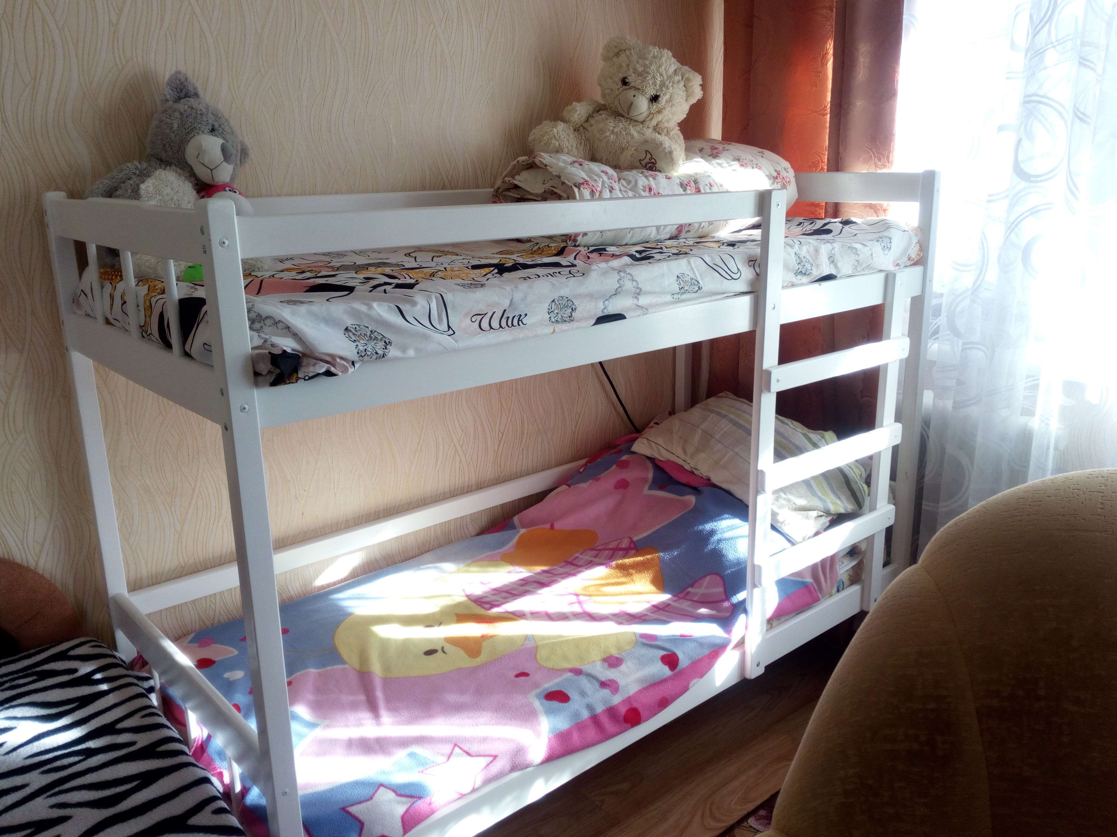 Фотография покупателя товара Кровать детская двухъярусная из массива, цвет белый, спальное место 160х70 см - Фото 1