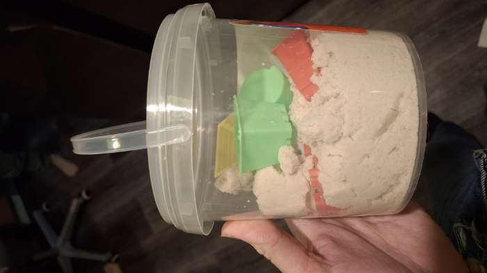 Фотография покупателя товара Кинетический песок, 4 формочки, 500 г, белый - Фото 2