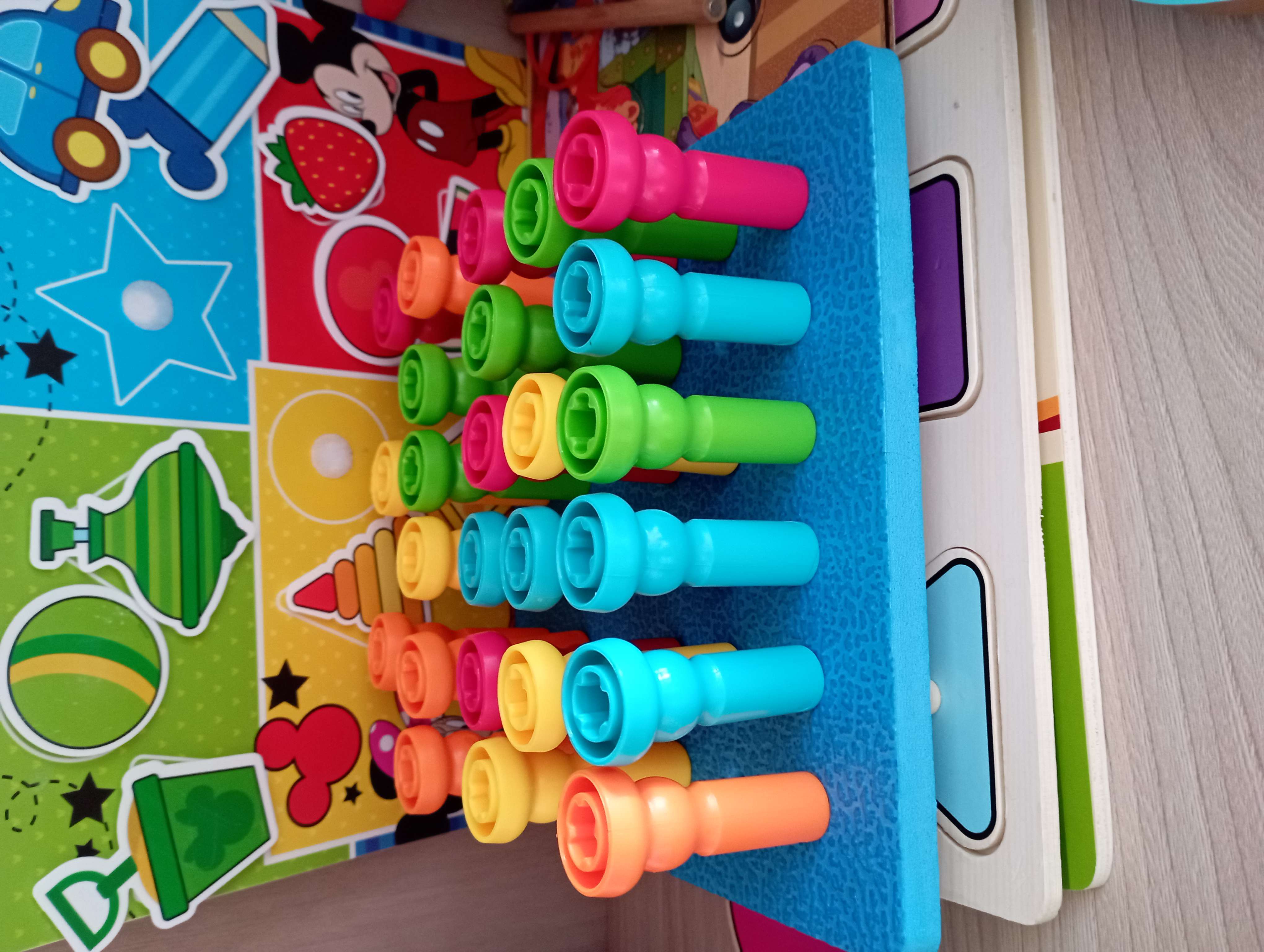 Фотография покупателя товара Развивающий набор «Цветные столбики», основа, карточки - Фото 1