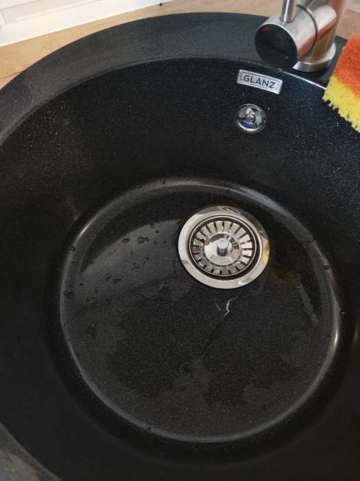 Фотография покупателя товара Мойка кухонная из камня Glanz Виктори L30G32, 475x475x180 мм, глянцевая, врезная, антрацит - Фото 3