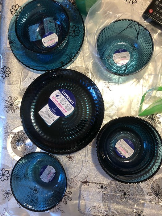 Фотография покупателя товара Салатник стеклянный «Идиллия», d=12 см, цвет лондон топаз