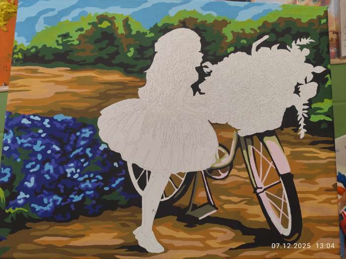 Фотография покупателя товара Картина по номерам на холсте с подрамником «Девочка с велосипедом», 40×50 см - Фото 1