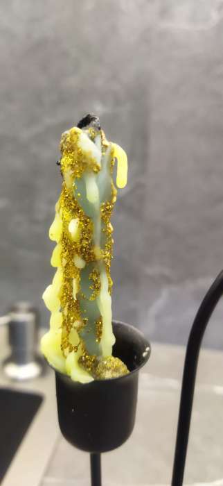 Фотография покупателя товара Набор свечей витых, 1.5×15 см, 2 шт., блёстки, золото - Фото 6