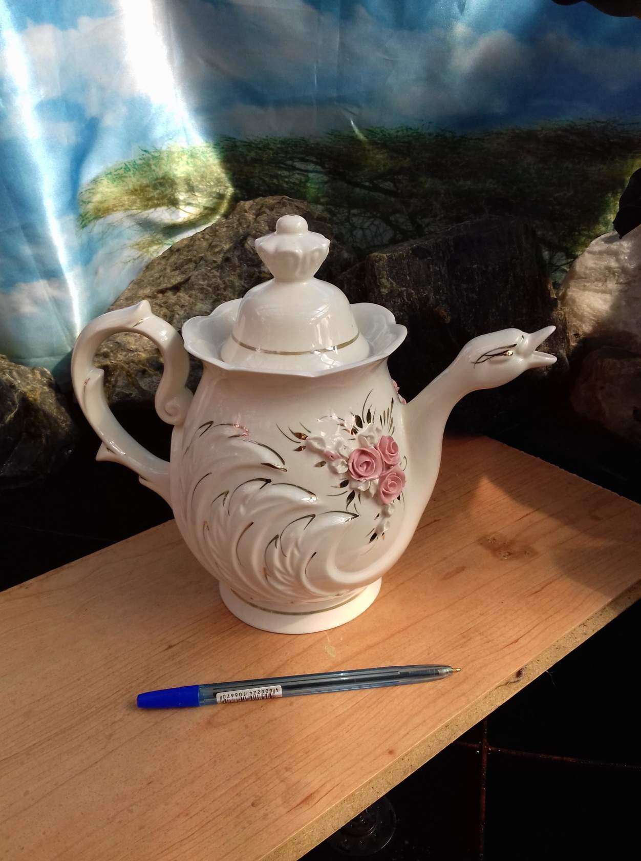 Фотография покупателя товара Чайник для заварки "Лебедь", белый, 1 л - Фото 5