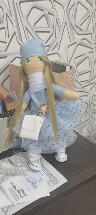 Фотография покупателя товара Мягкая кукла "Одри", набор для шитья 21 × 0,5 × 29,7 см - Фото 1