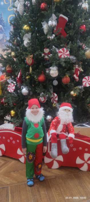 Фотография покупателя товара Карнавальный костюм «Гном», колпак, борода, безрукавка, набивной живот, пояс, 3-5 лет, рост 104-116 см - Фото 1