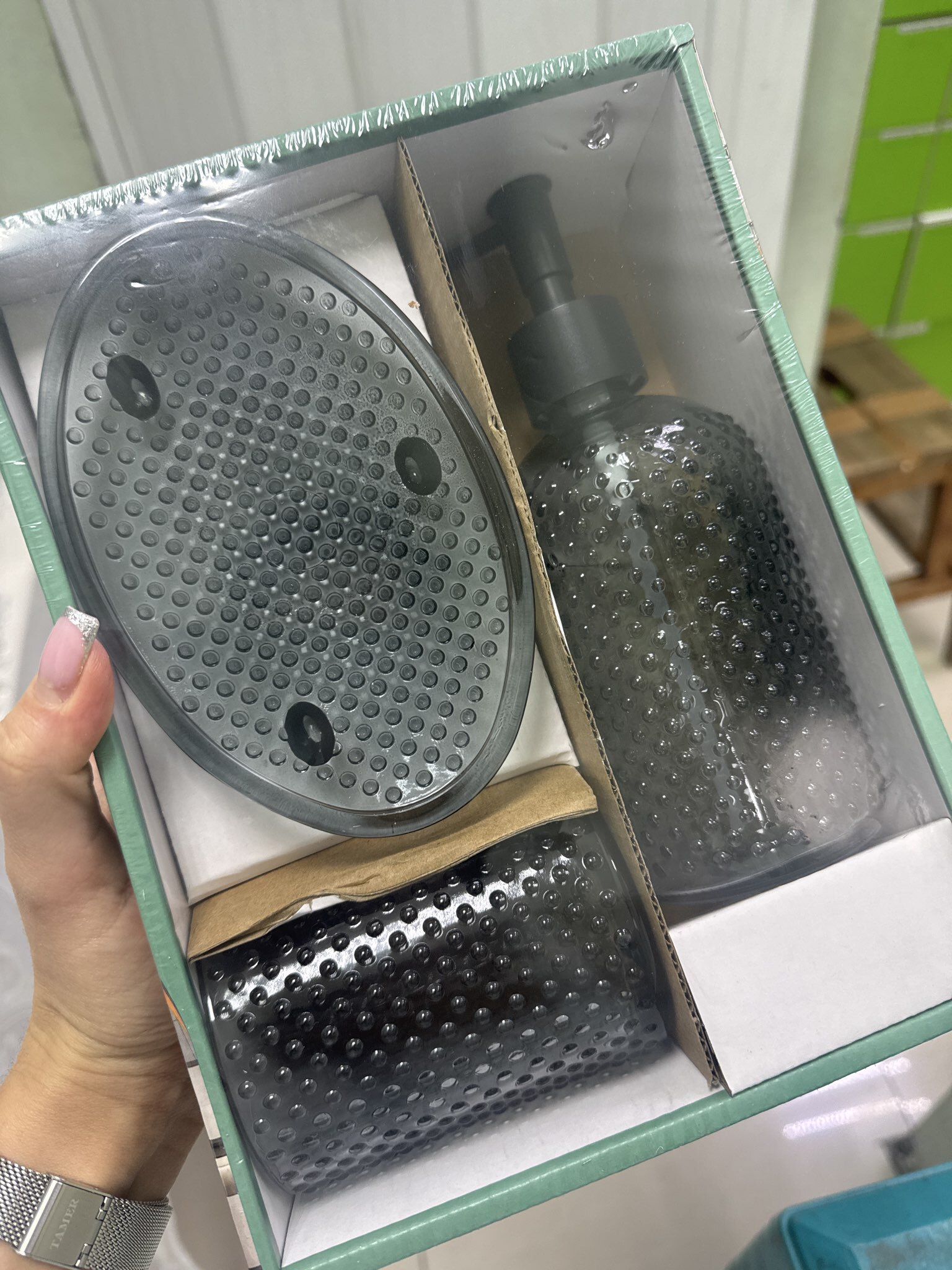 Фотография покупателя товара Набор для ванной «Капель», 3 предмета, дозатор для мыла, стакан, мыльница - Фото 1