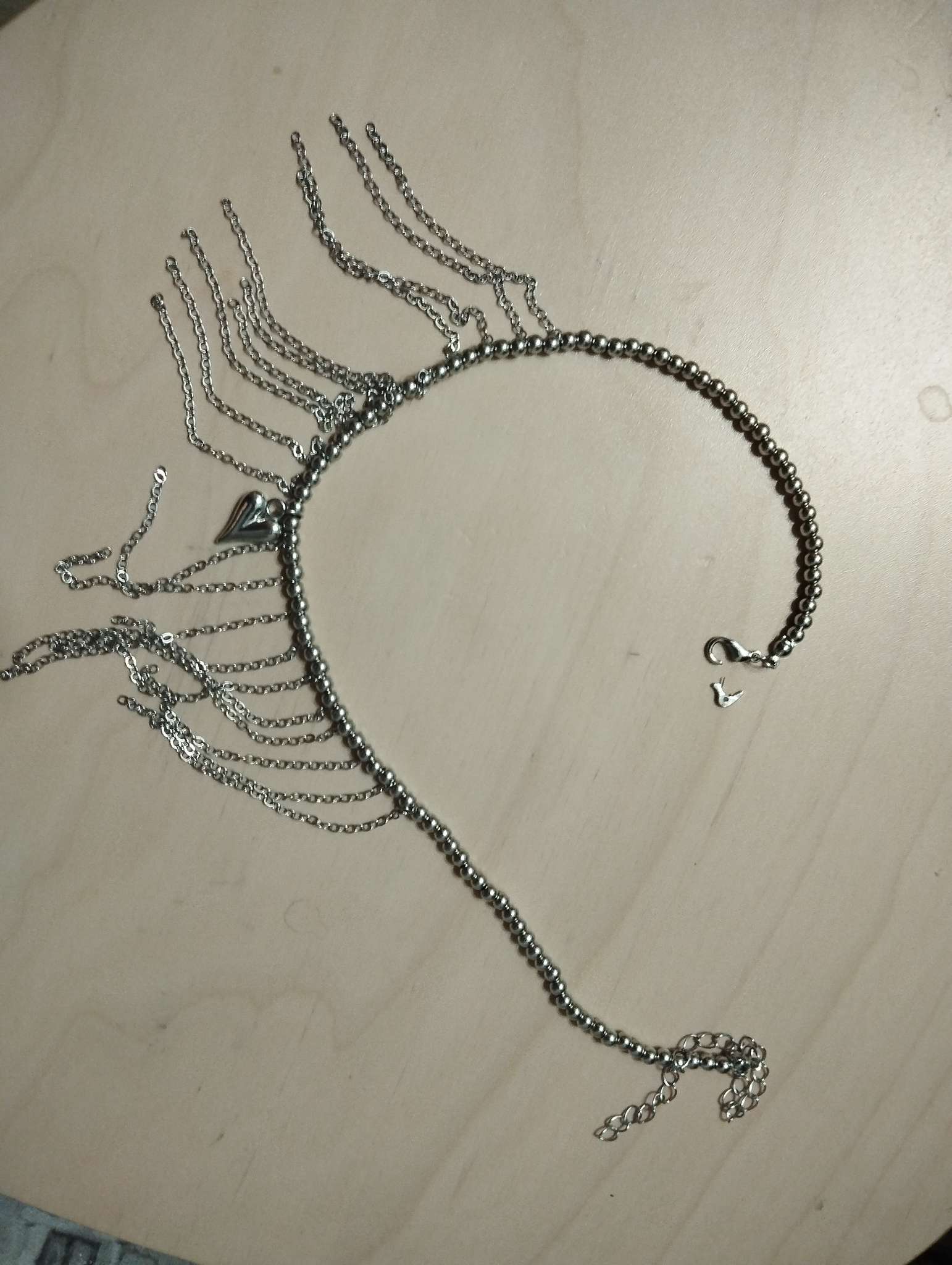 Фотография покупателя товара Колье «Сердце» водопад с бусинами, цвет серебро - Фото 2