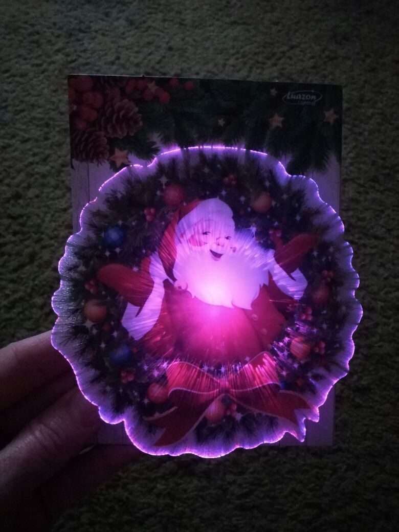 Фотография покупателя товара Световая картинка на присоске "Санта"(батарейки в комплекте), оптоволокно, 1 LED, RGB