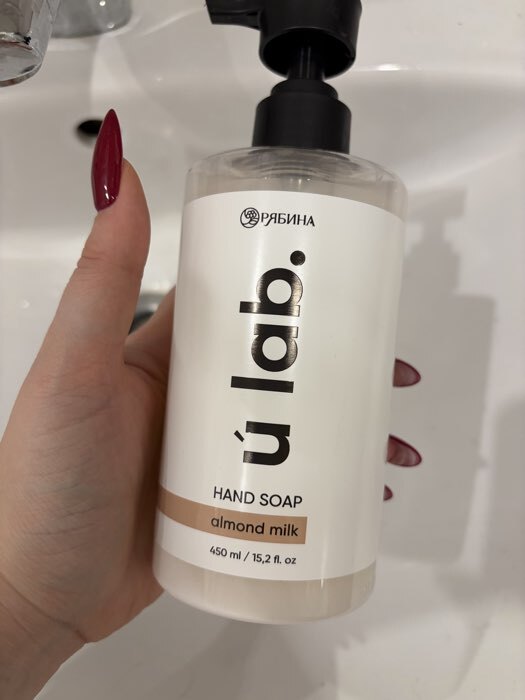 Фотография покупателя товара Мыло для рук жидкое, 450 мл, аромат миндальное молоко, ULAB - Фото 1