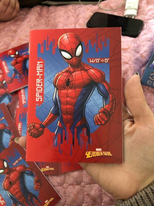 Фотография покупателя товара Блокнот А6 32 л на скрепке Человек-паук Супергерой - Фото 8