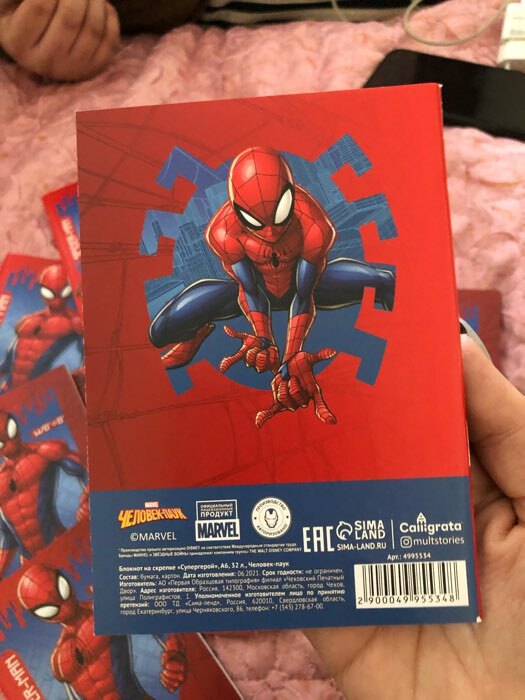 Фотография покупателя товара Блокнот А6 32 л на скрепке Человек-паук Супергерой