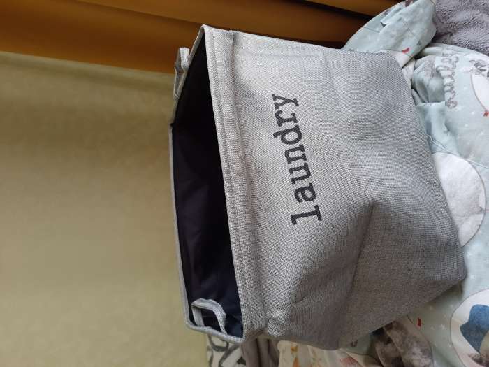 Фотография покупателя товара Корзина бельевая текстильная «Современник», 45×37×40 см, цвет серый - Фото 3