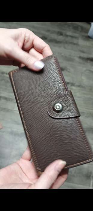 Фотография покупателя товара Портмоне мужское «Кайс», на магните, отдел для карт, монет, коричневое - Фото 6