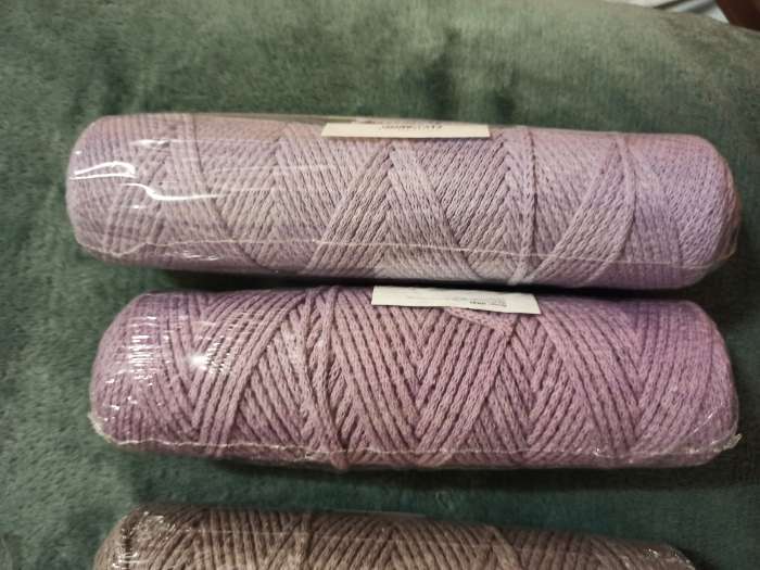 Фотография покупателя товара Шнур для вязания без сердечника 100% хлопок, ширина 2мм 100м/95гр (сиреневый) - Фото 5