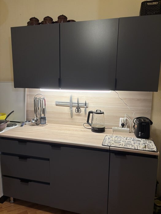 Фотография покупателя товара Кухня прямая «Денвер», 1600×600×2140 мм, цвет графит - Фото 1