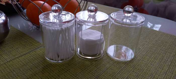 Фотография покупателя товара Органайзер для ватных палочек и дисков, с крышкой, 3 секции, 29×7×7 см, прозрачный - Фото 1