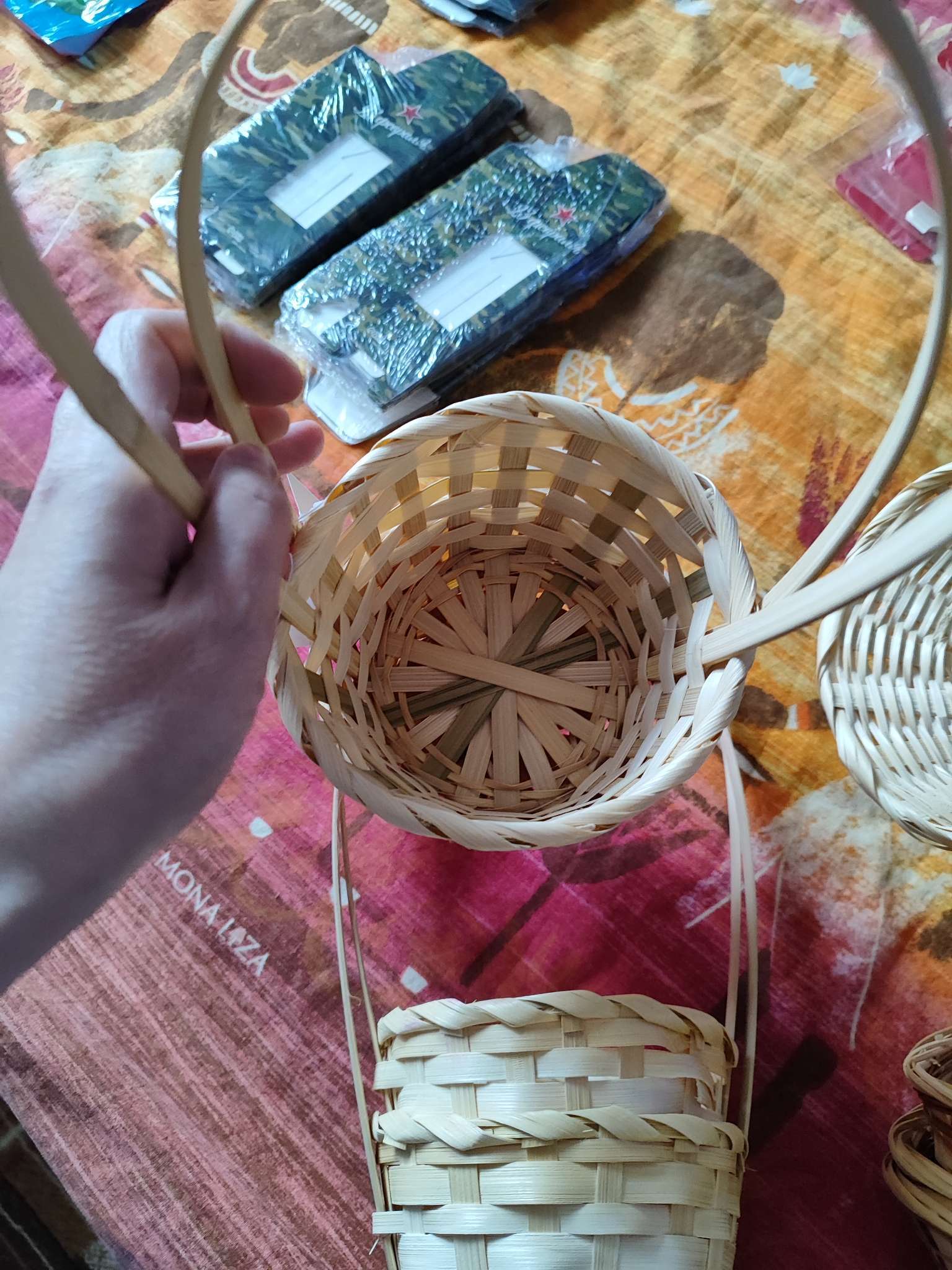 Фотография покупателя товара Корзина плетёная, 13×13×9.5 см, ручка h=21 см, бамбук, натуральный цвет, Greengo - Фото 1