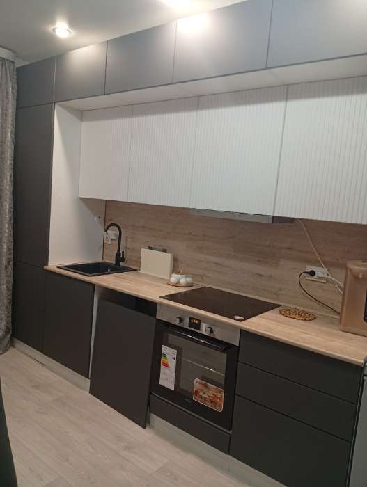 Фотография покупателя товара Кухонный гарнитур трёхуровневый под потолок «Кристен», 3000 мм, цвет графит софт фасады/белый софт - Фото 1