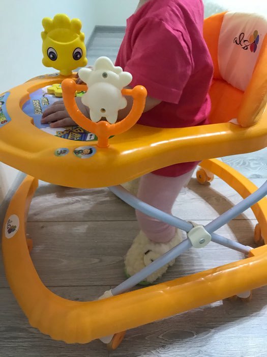 Фотография покупателя товара Ходунки «Солнышко С», 7 колес, муз. игрушки, колеса силикон, оранжевый - Фото 1