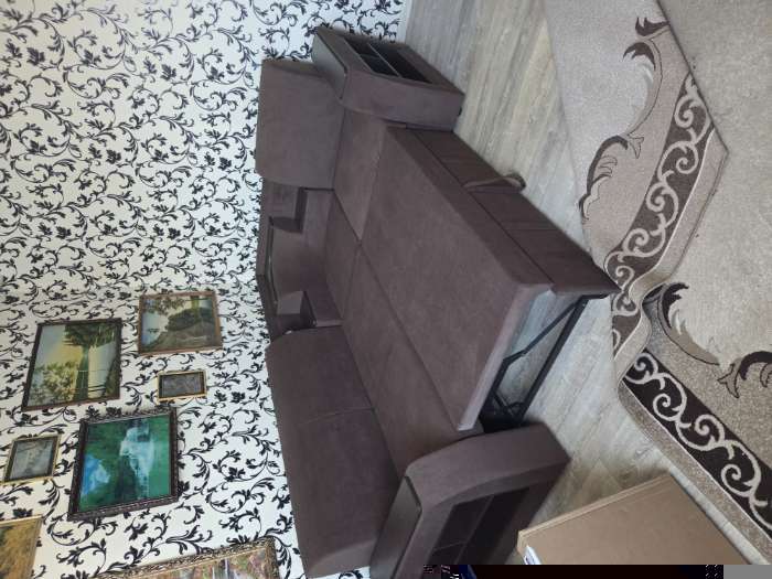 Фотография покупателя товара Диван угловой «Фараон», механизм дельфин, велюр, цвет галакси лайт 021 - Фото 7