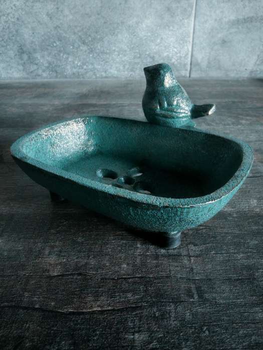 Фотография покупателя товара Фигурка - мыльница чугун «Воробушек», патина, 7.2×12.8×10 см - Фото 1