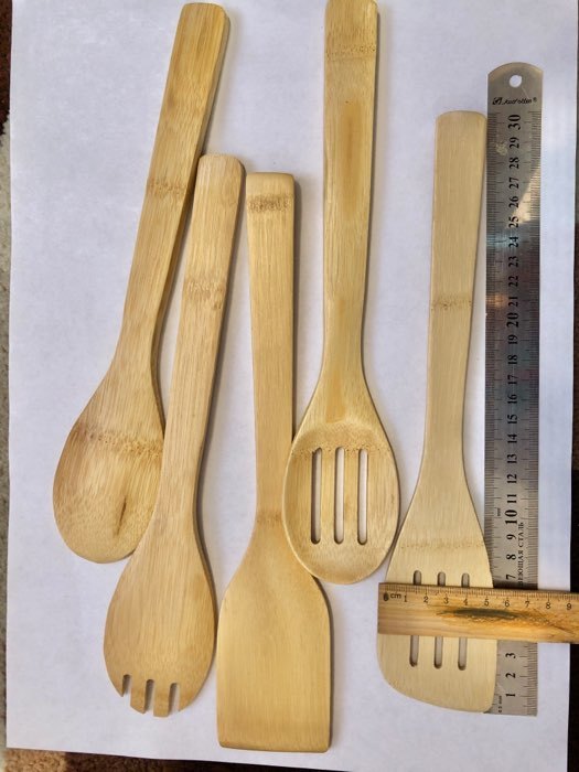 Фотография покупателя товара Набор кулинарных лопаток, 31 см, 5 шт, бамбук - Фото 3