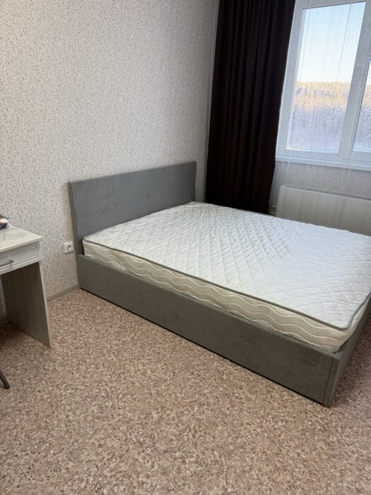 Фотография покупателя товара Кровать двуспальная, с основанием, спальное место 1600×2000 мм, велюр, цвет бежевый - Фото 8