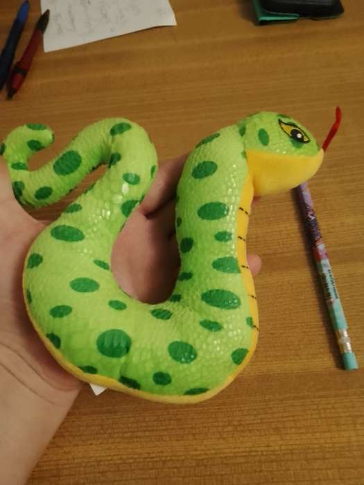 Фотография покупателя товара Мягкая игрушка «Змейка пятнистая», 16 см - Фото 2