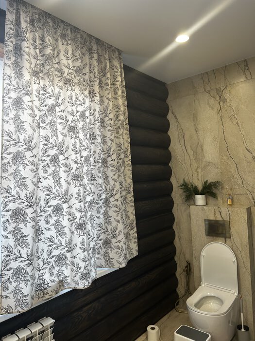 Фотография покупателя товара Шторы для кухни с подхватами Этель Black flowers, 149×180 см, комплект - 2 шт. - Фото 2