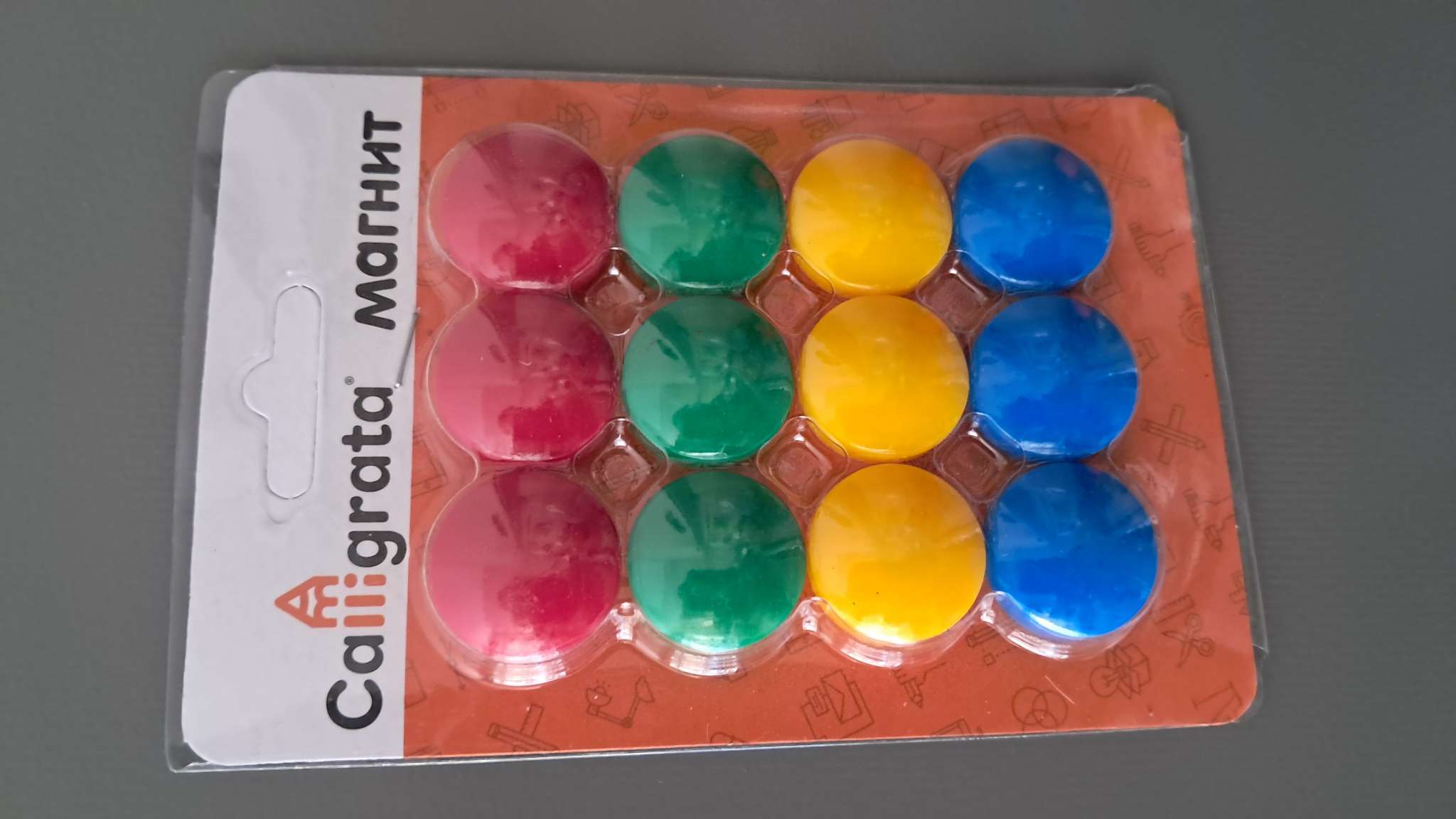 Фотография покупателя товара Набор магнитов для доски 12 шт., d=2 см, блистер, МИКС - Фото 1