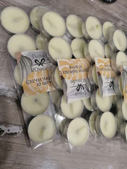 Фотография покупателя товара Набор свечей чайных, 10 шт., 6 г, бело-зелёный - Фото 17