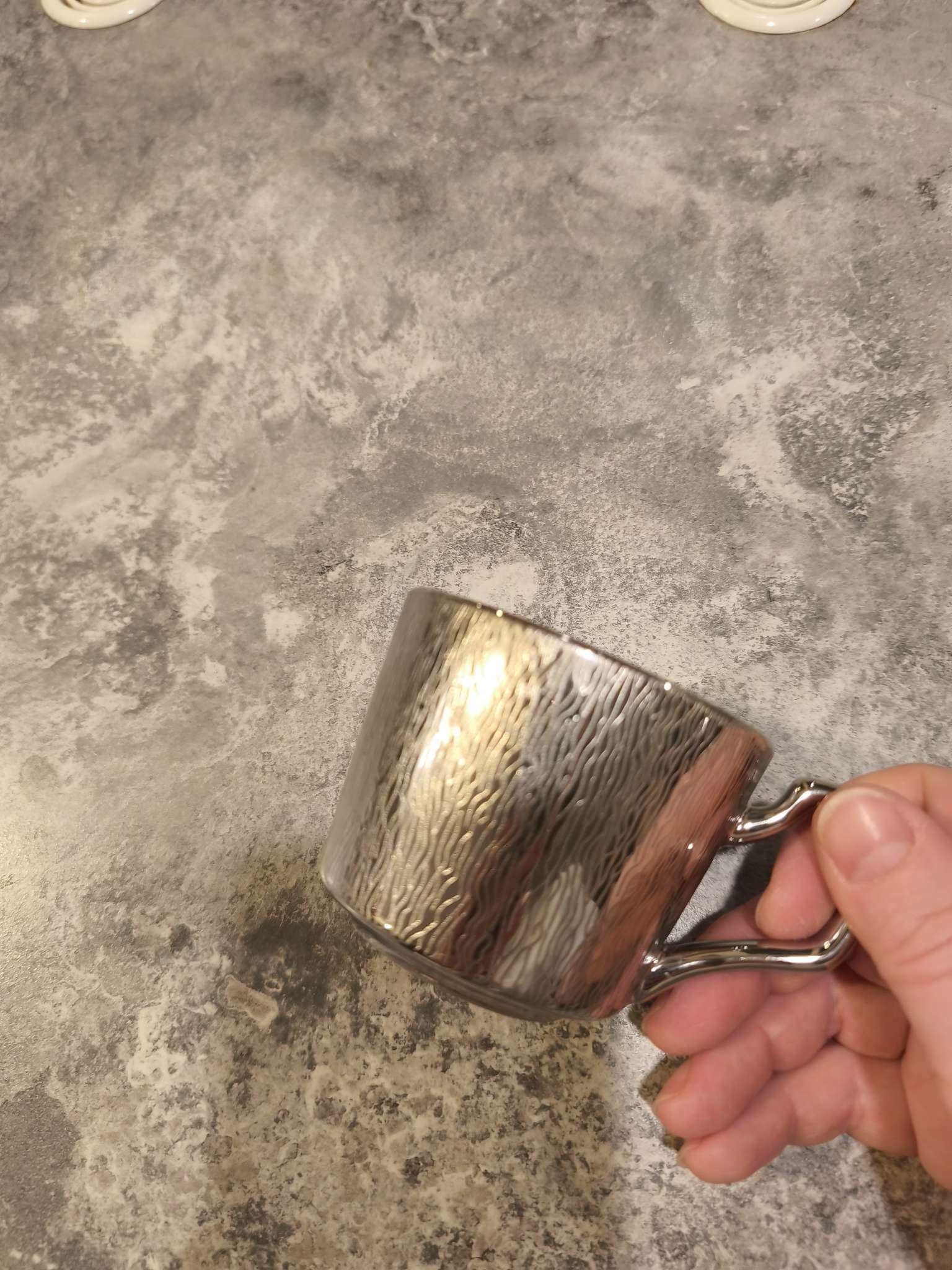 Фотография покупателя товара Кофейная пара «Серебро», 3 предмета: чашка 200 мл, блюдце d=14 см, ложка h=12.5 см, керамика, серебристая - Фото 1