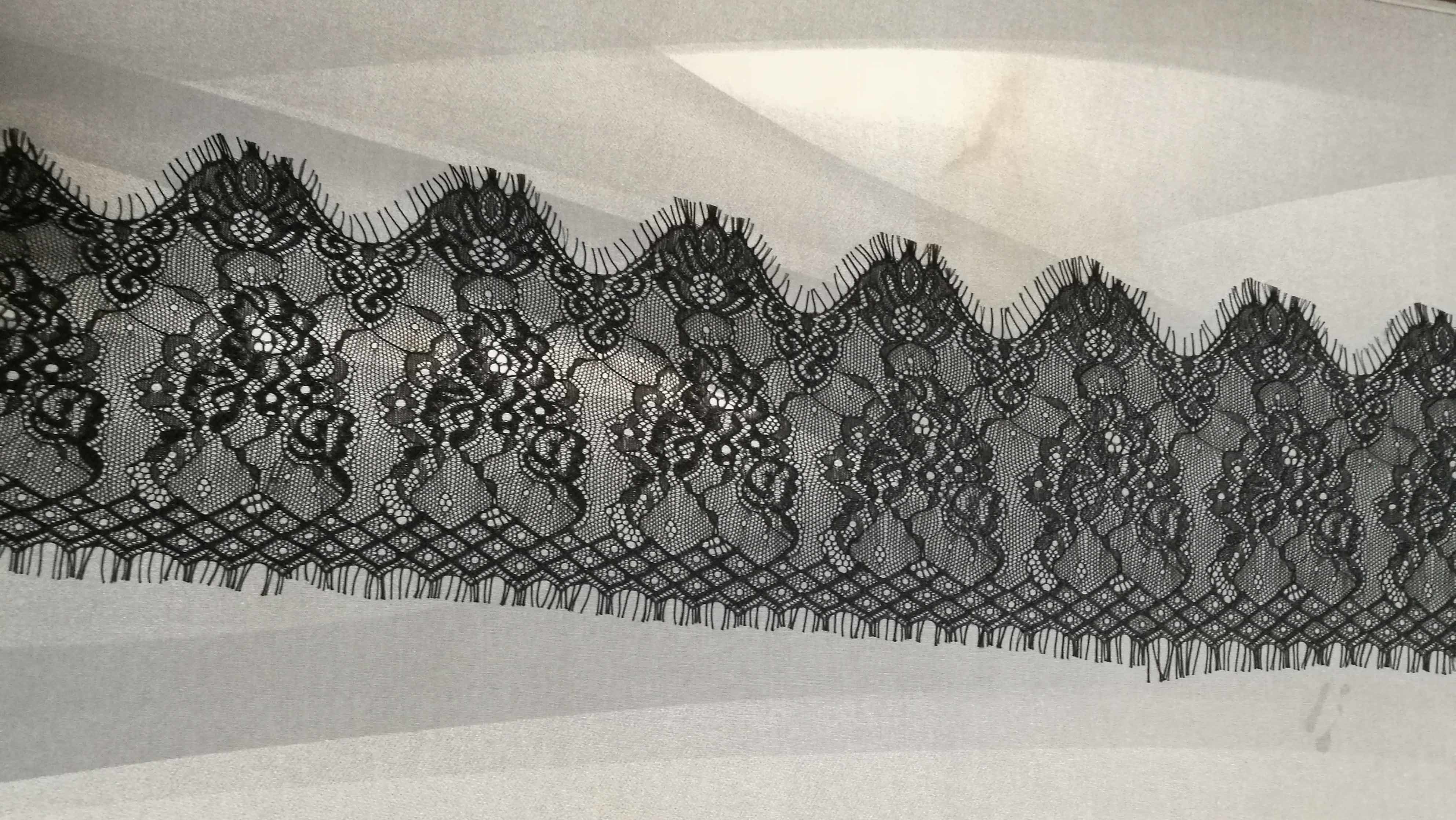 Фотография покупателя товара Кружево реснички, 150 мм × 3 ± 0,5 м, цвет чёрный