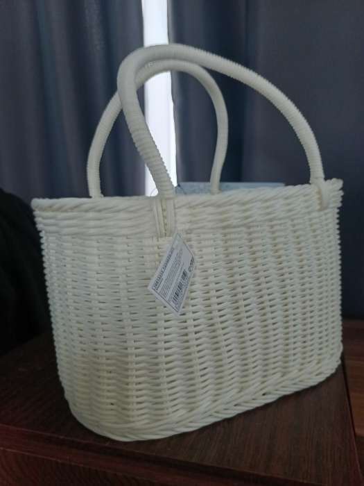 Фотография покупателя товара Корзина плетёная для хранения, 37×20.5×36 см, ручка h=17 см, белая - Фото 3